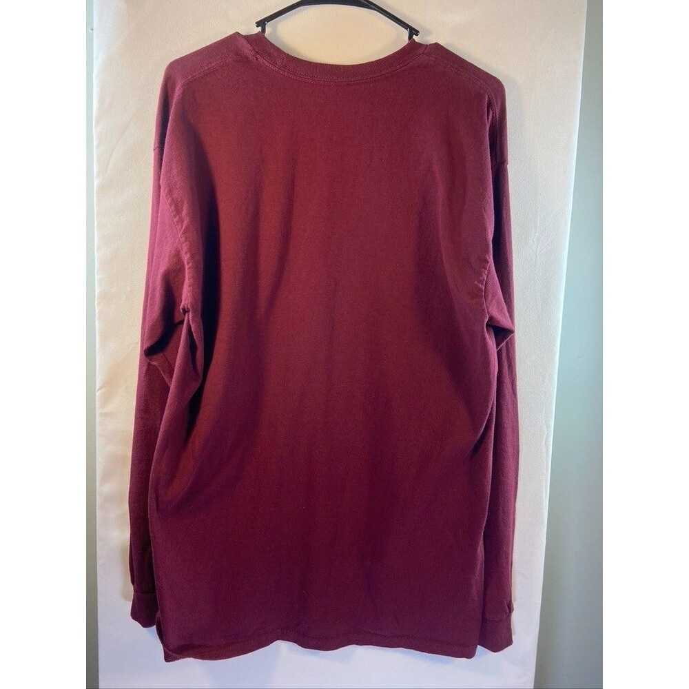 STORMY KROMER MENS LARGE LONG SLEEVE BURGANDY T SHIRT CROW PRINT - Picture 4 of 4